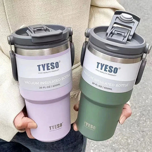 Tyeso 600/750/900/1050/1200ML Stainless Steel Thermos Bottle Car Coffee Cup Sports Water Bottles Keeps Cold and Heat Thermal Mug