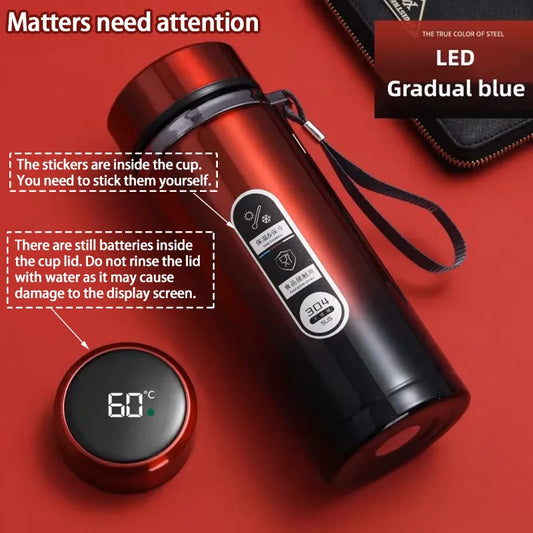 500ML-1Liter Stainless Steel Thermos Bottle with LED Temperature Display Sus304 Tea Water Bottle Vacuum Flask Portable Cups