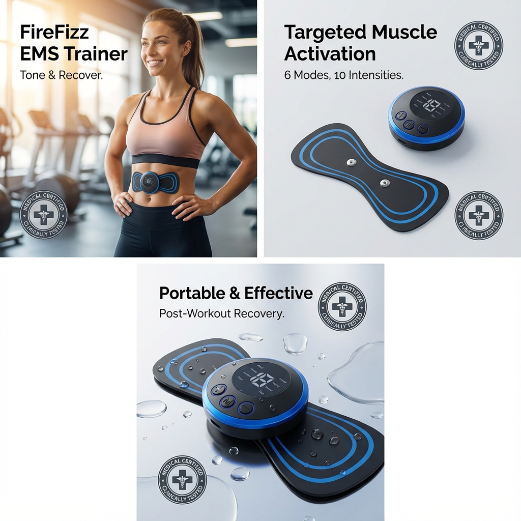 FireFizz™ Mini EMS Pulse Relief Patch "8 Modes & 19 Intensity Levels for Targeted Pain Relief."