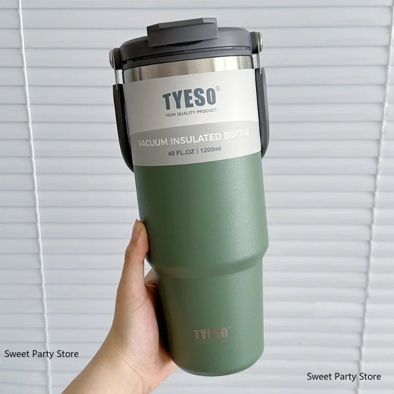 Tyeso 600/750/900/1050/1200ML Stainless Steel Thermos Bottle Car Coffee Cup Sports Water Bottles Keeps Cold and Heat Thermal Mug
