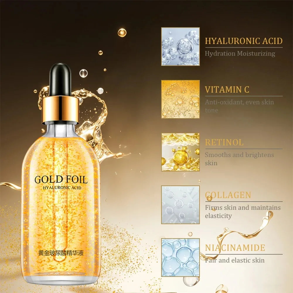 24k Gold Luxury Lifting Serum: Hyaluronic Acid & Nicotinamide Face Essence (100ml) | Radiant Glow, Anti-Aging & Youthful Skin Repair