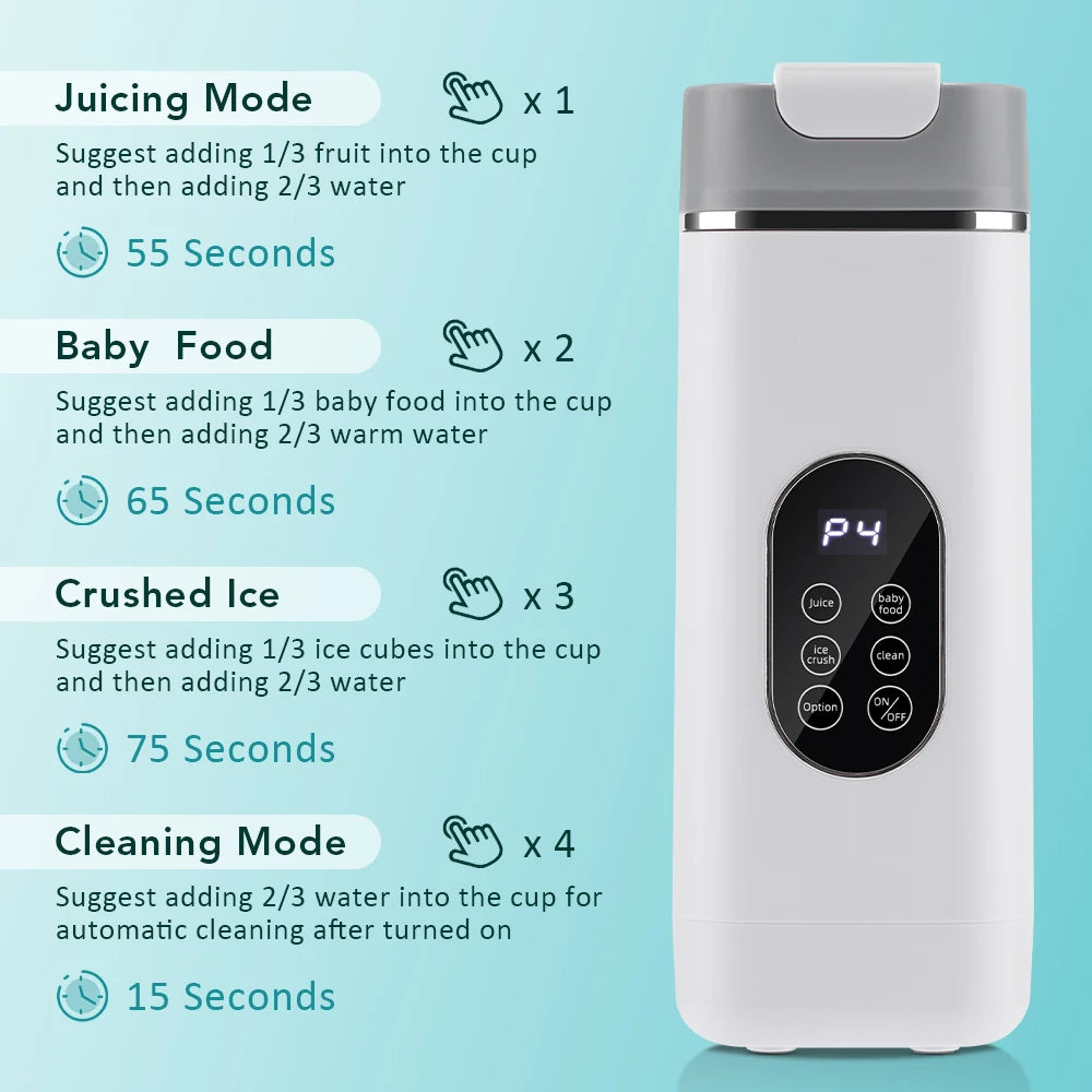 6 Blades Electric Juicer Cup 2 Cups For Travel Portable Juicer Mixer Usb Charge Fresh Fruit Juice Personal Blender Smoothie