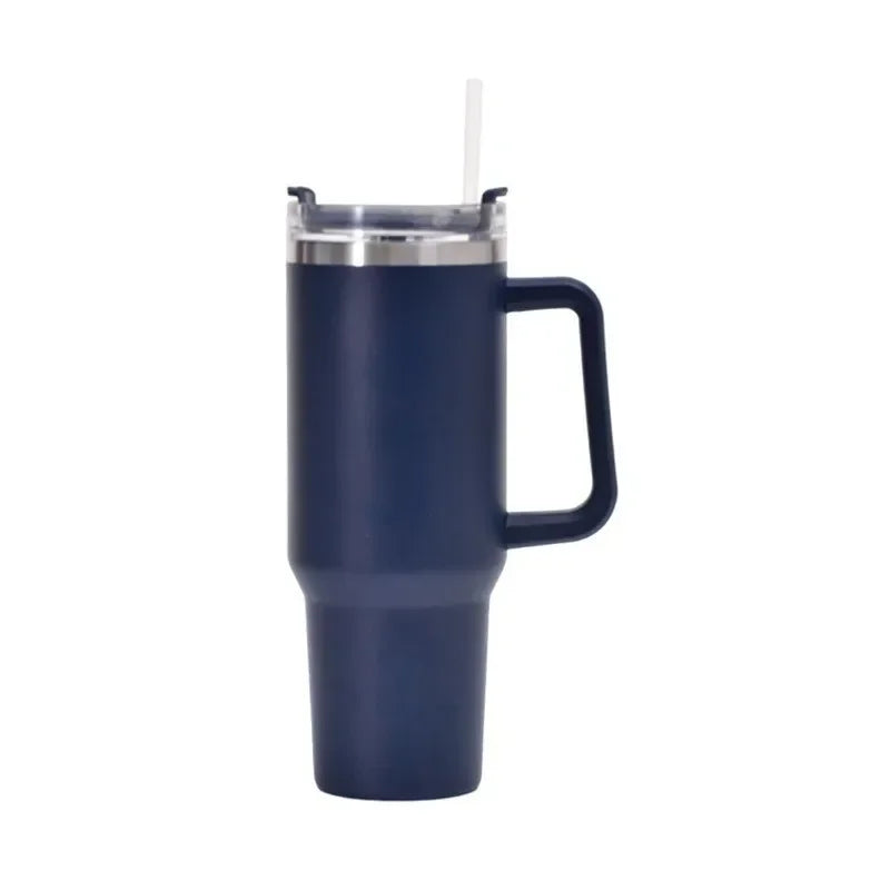 New 40oz Stainless Steel Car Cup Large Capacity Water Cup with Handle and Straw Double-walled Insulated Travel Mug Holiday Gifts