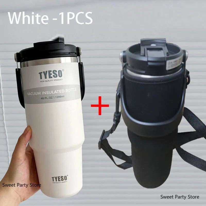 Tyeso 600/750/900/1050/1200ML Stainless Steel Thermos Bottle Car Coffee Cup Sports Water Bottles Keeps Cold and Heat Thermal Mug