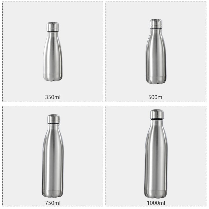 Stainless Steel Water Bottle 1 Liter Free Shipping Items, Drink Bottle for Sport Travel Cups,  500 750 1000ml Water Bottles