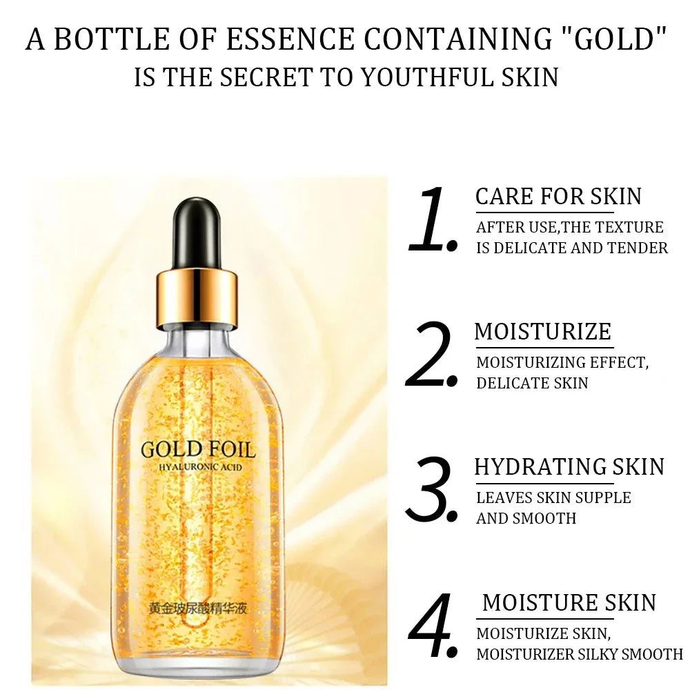 24k Gold Luxury Lifting Serum: Hyaluronic Acid & Nicotinamide Face Essence (100ml) | Radiant Glow, Anti-Aging & Youthful Skin Repair