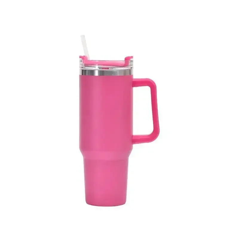 New 40oz Stainless Steel Car Cup Large Capacity Water Cup with Handle and Straw Double-walled Insulated Travel Mug Holiday Gifts