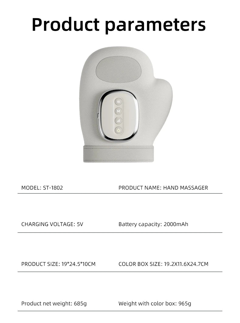 PalmRelief Pro: Airbag Compression & Thermal Hand Massager