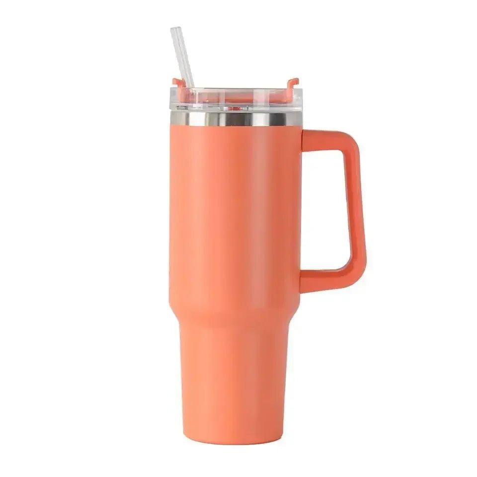 New 40oz Stainless Steel Car Cup Large Capacity Water Cup with Handle and Straw Double-walled Insulated Travel Mug Holiday Gifts