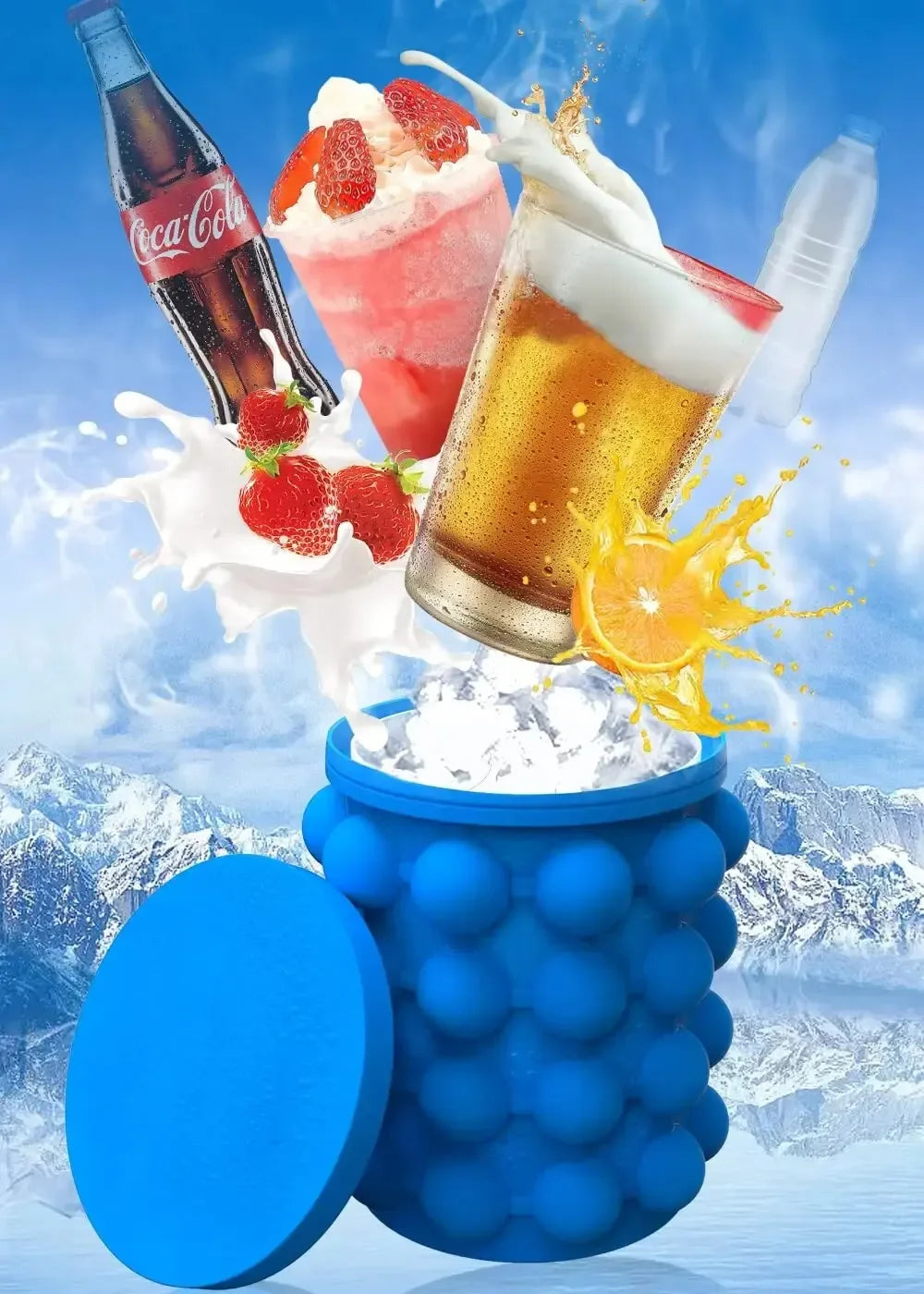 1PC Silicone Ice Cube Maker Portable Bucket Wine Cooler Beer Cabinet Space Saving Kitchen Tools for Whiskey Drinking