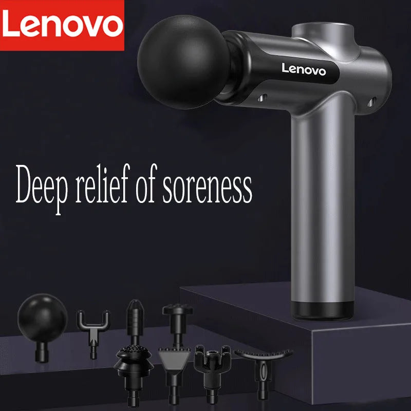 Lenovo Deep Tissue Massage Gun – 8 Professional Heads & LED Touch Screen | Portable Percussion Massager for Muscle Recovery, Pain Relief & Fitness Relaxation