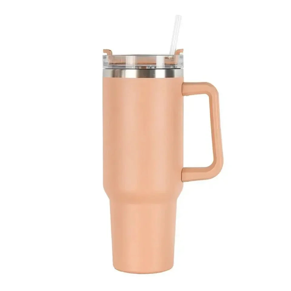 New 40oz Stainless Steel Car Cup Large Capacity Water Cup with Handle and Straw Double-walled Insulated Travel Mug Holiday Gifts