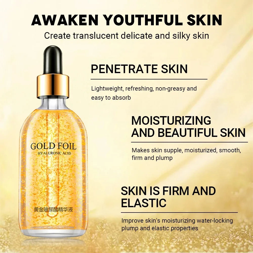 24k Gold Luxury Lifting Serum: Hyaluronic Acid & Nicotinamide Face Essence (100ml) | Radiant Glow, Anti-Aging & Youthful Skin Repair