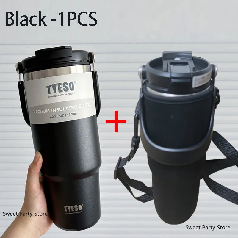 Tyeso 600/750/900/1050/1200ML Stainless Steel Thermos Bottle Car Coffee Cup Sports Water Bottles Keeps Cold and Heat Thermal Mug