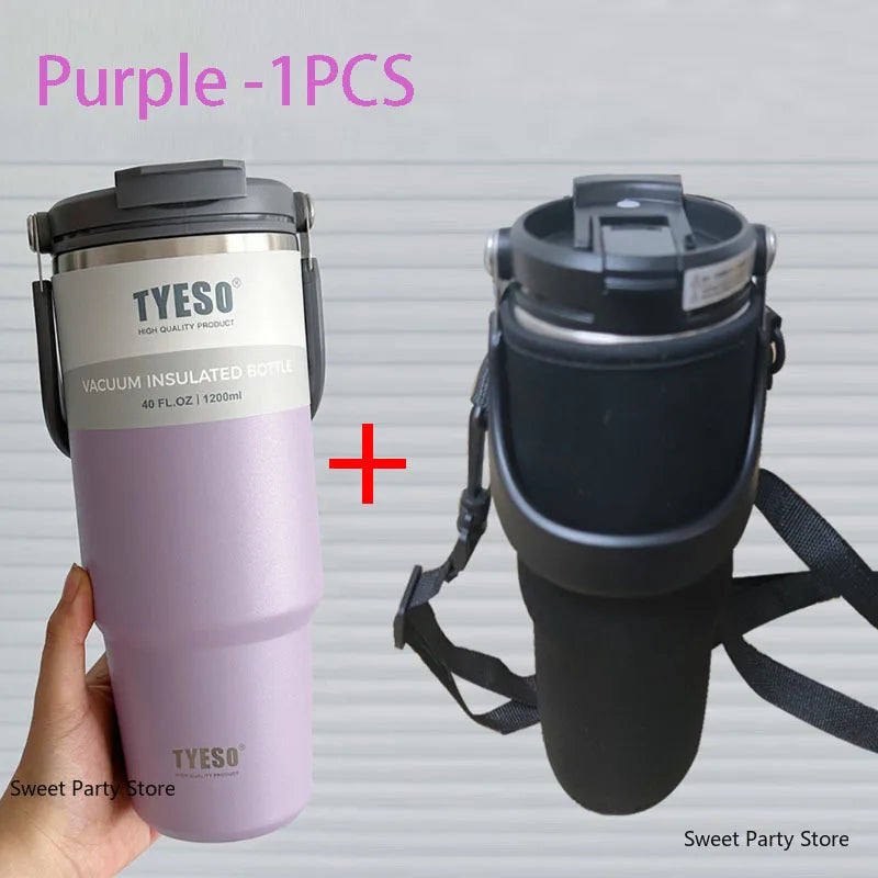 Tyeso 600/750/900/1050/1200ML Stainless Steel Thermos Bottle Car Coffee Cup Sports Water Bottles Keeps Cold and Heat Thermal Mug