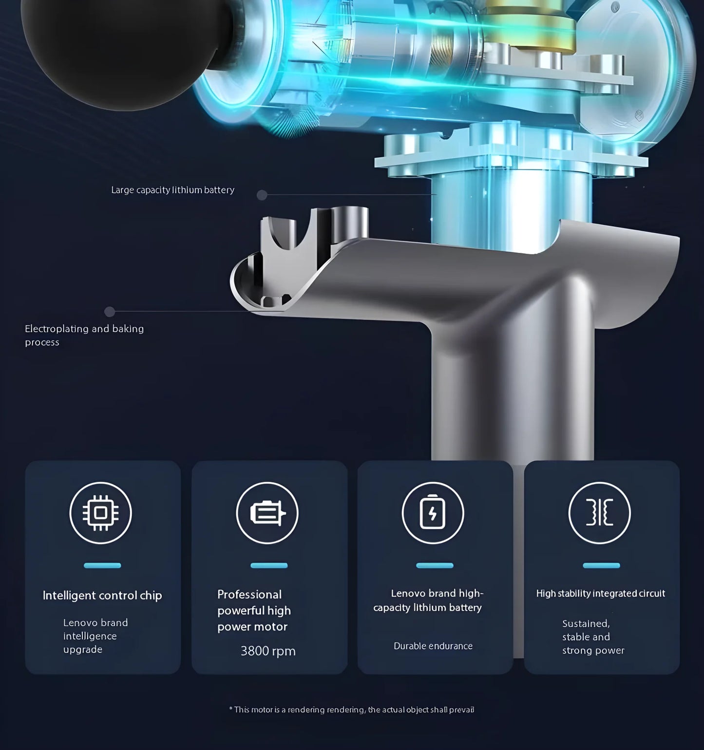 Lenovo Deep Tissue Massage Gun – 8 Professional Heads & LED Touch Screen | Portable Percussion Massager for Muscle Recovery, Pain Relief & Fitness Relaxation