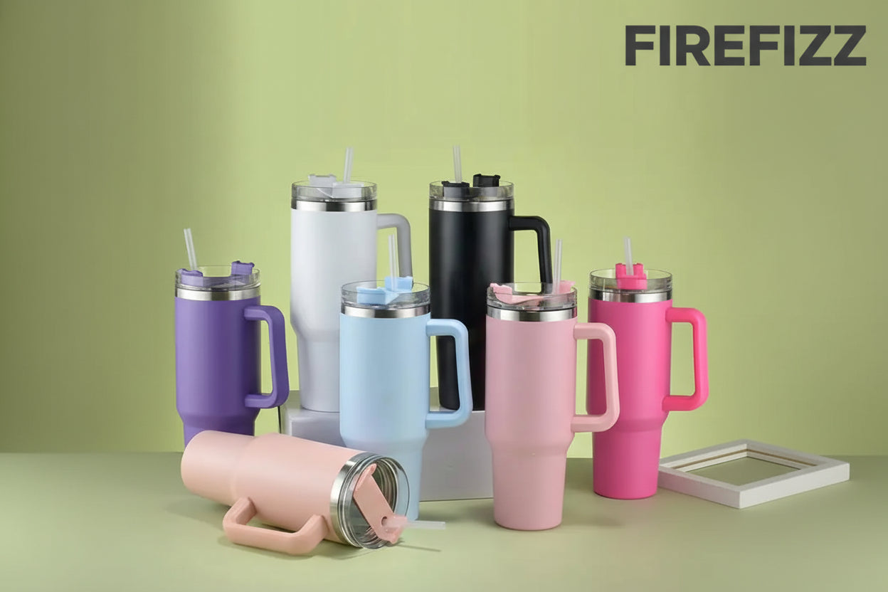 New 40oz Stainless Steel Car Cup Large Capacity Water Cup with Handle and Straw Double-walled Insulated Travel Mug Holiday Gifts